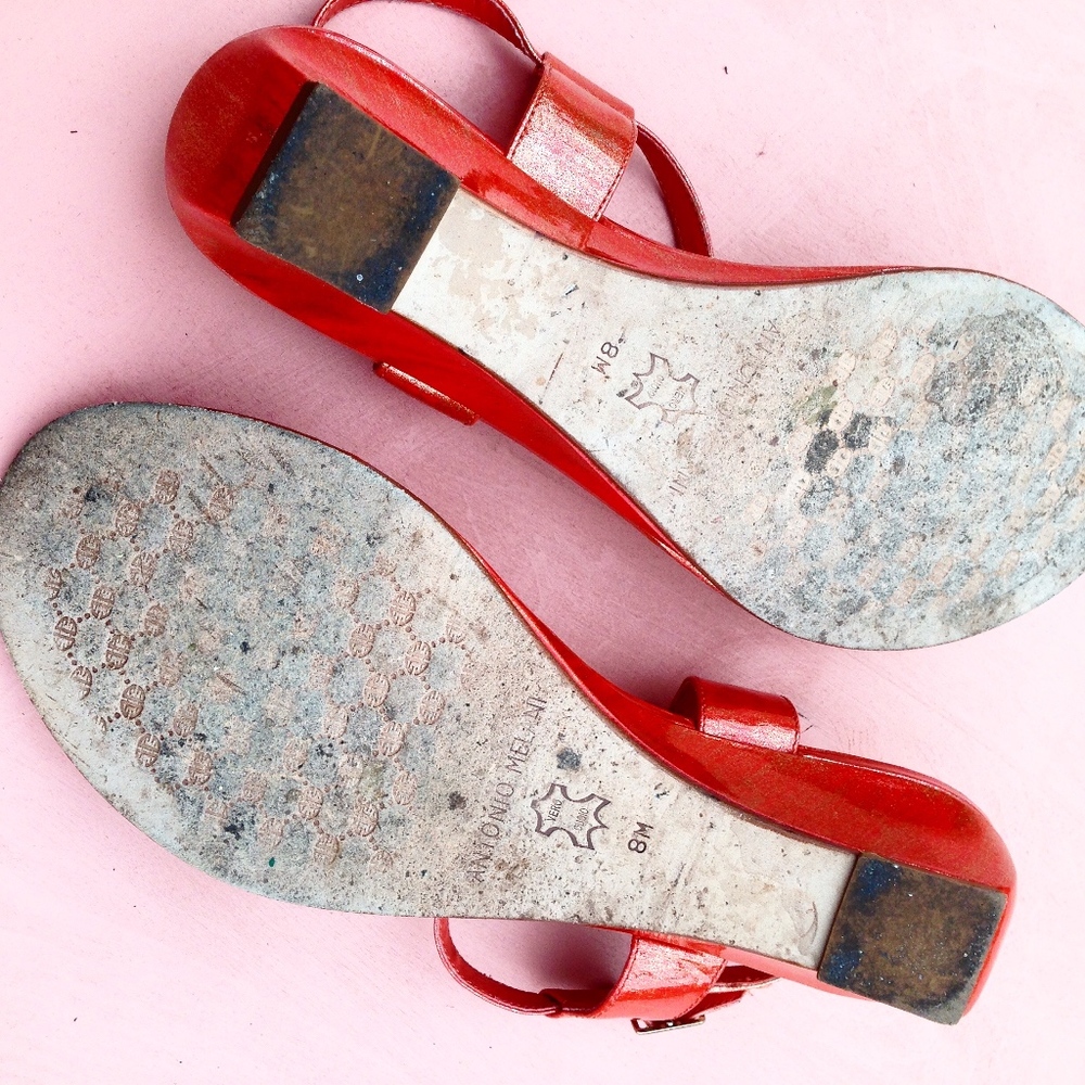 ANTONIO MELANI wedge heel orange gold 8 M - Picture 2 of 5